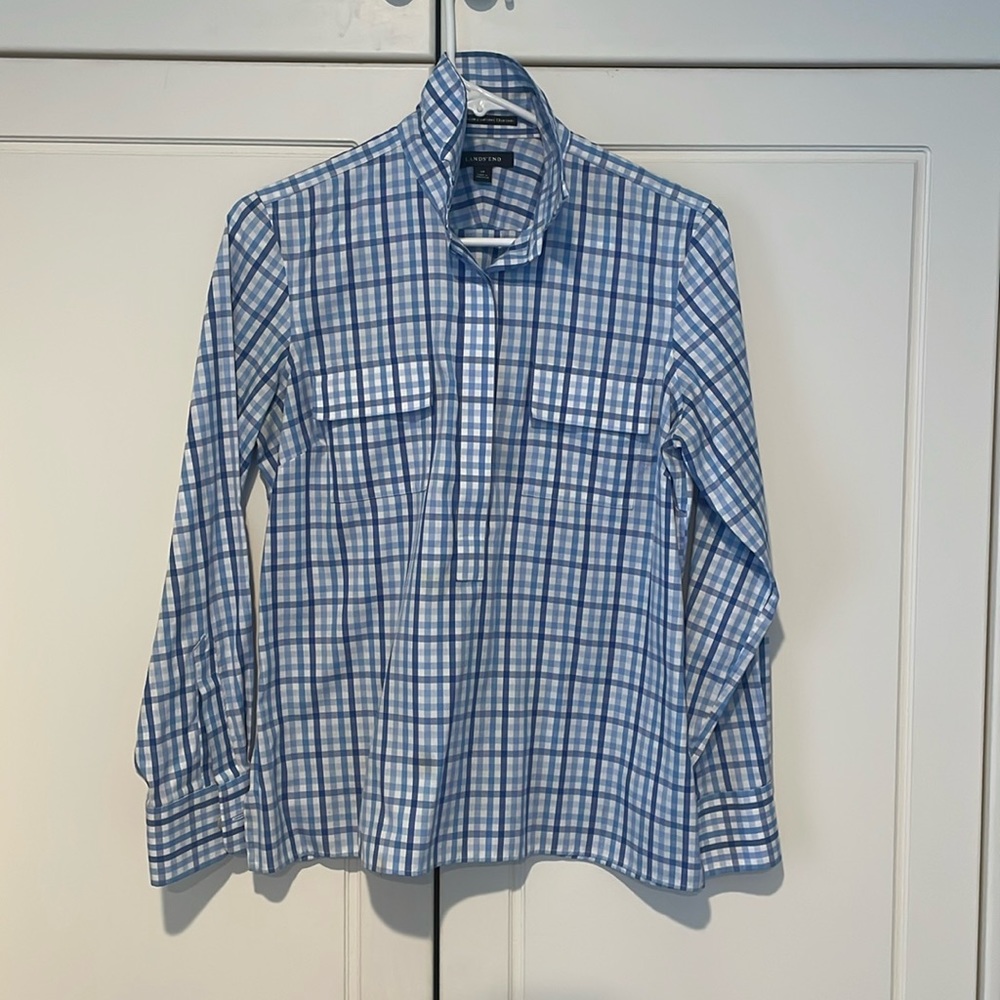Lands End no iron Pinpoint Oxford blouse
